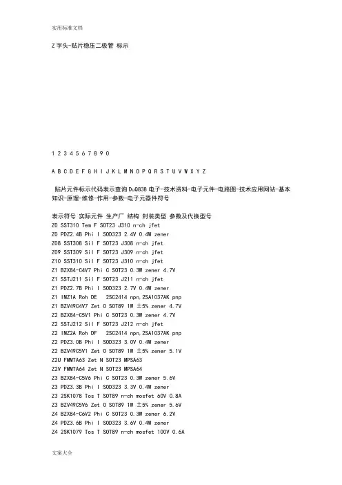 贴片稳压二极管详细
