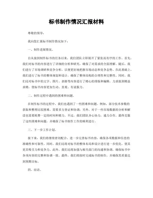 标书制作情况汇报材料