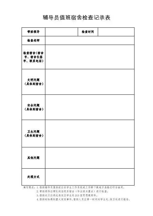 宿舍检查记录表
