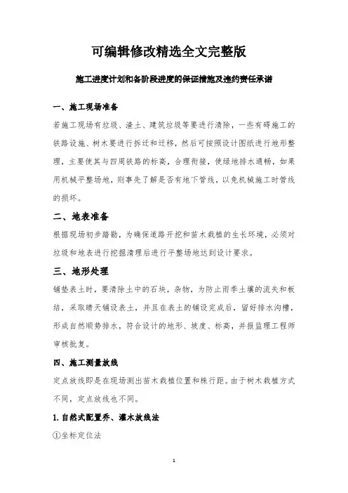 施工进度计划和各阶段进度的保证措施及违约责任承诺精选全文完整版