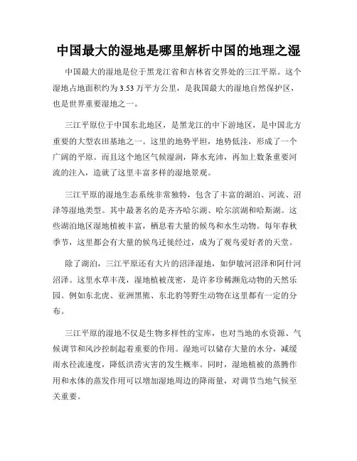中国最大的湿地是哪里解析中国的地理之湿