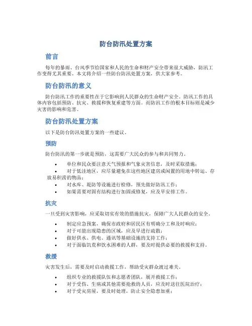 防台防汛处置方案