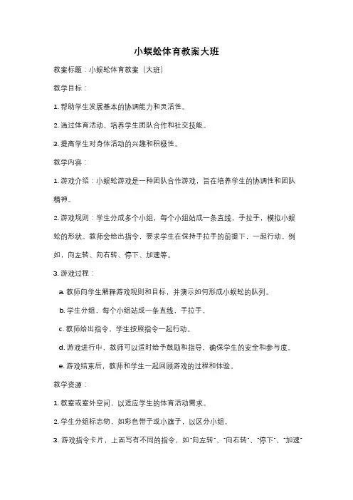 小蜈蚣体育教案大班