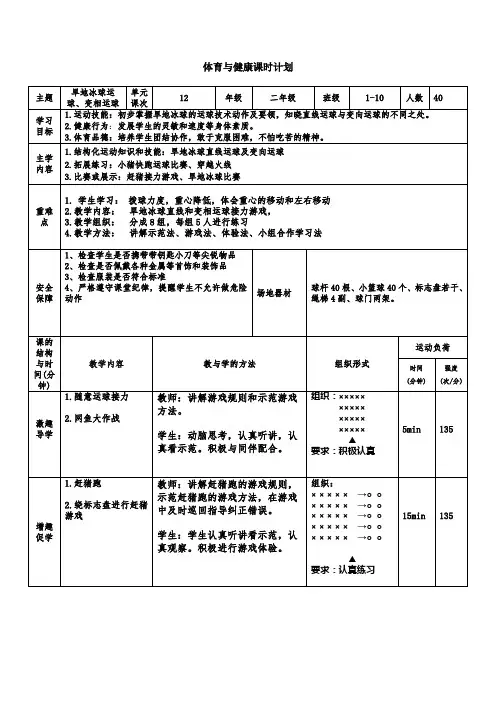 二年级上册体育《旱地冰球运球》教案