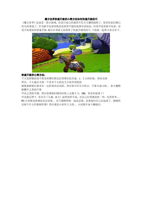 魔方世界快速升级的心得方法如何快速升级技巧