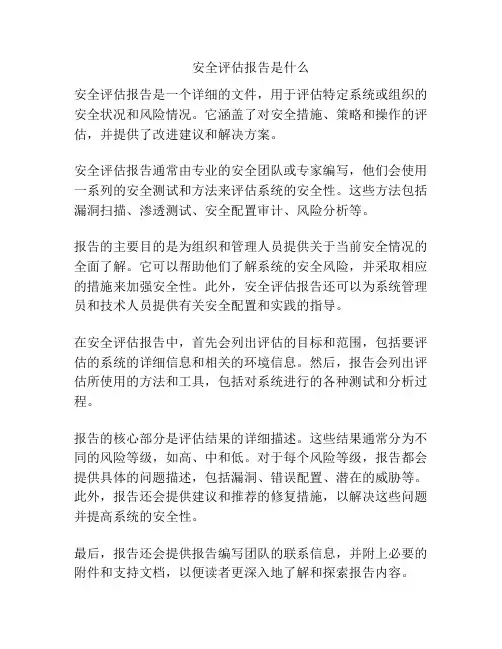 安全评估报告是什么