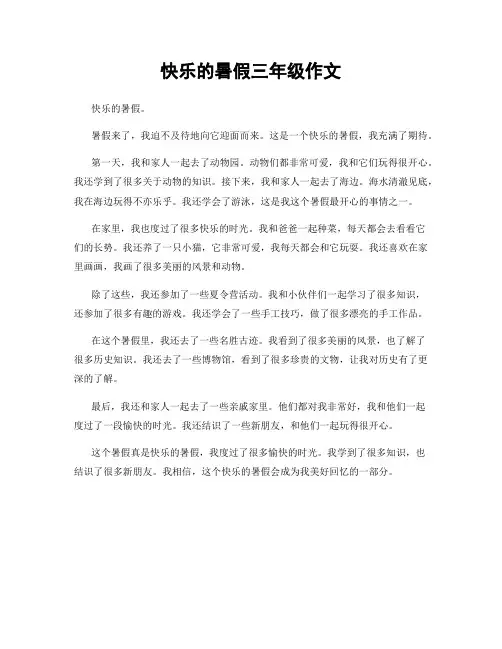 快乐的暑假三年级作文