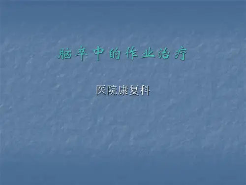 脑卒中作业治疗PPT课件