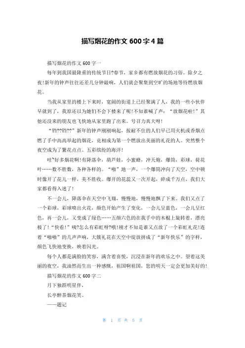 描写烟花的作文600字4篇
