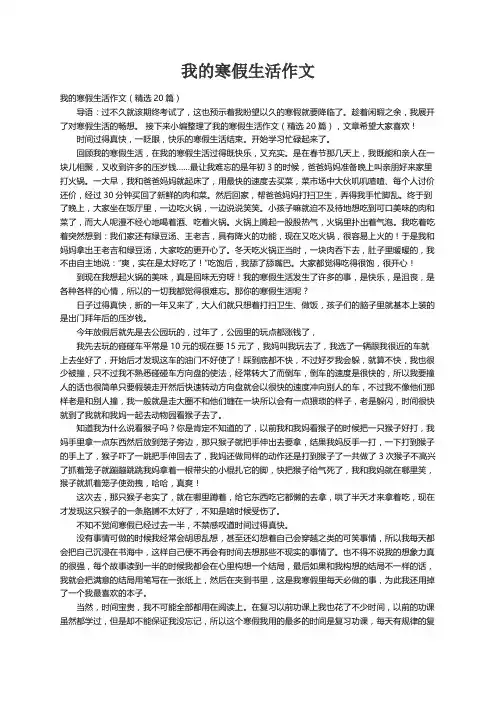 我的寒假生活作文（精选20篇）