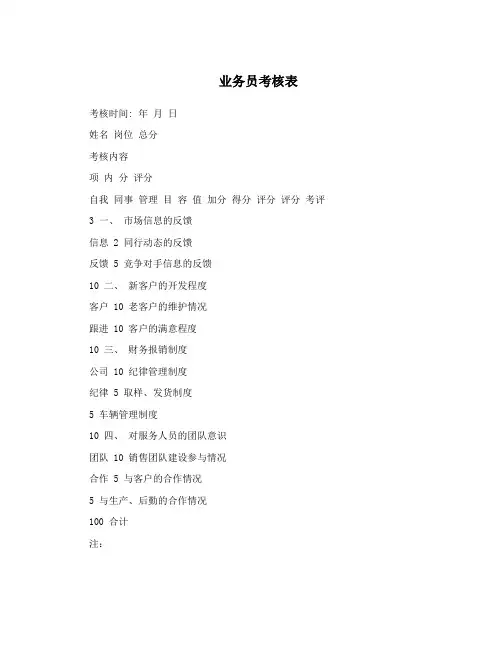 业务员考核表
