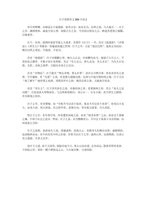 庄子思想作文800字高2