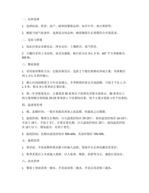 种植葡萄大棚管理技术规程