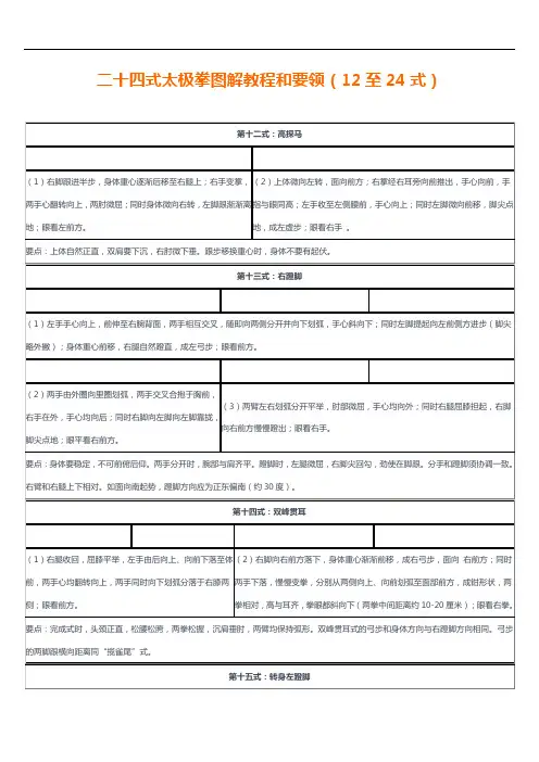 二十四式太极拳现用图解教程和要领(12至24式)