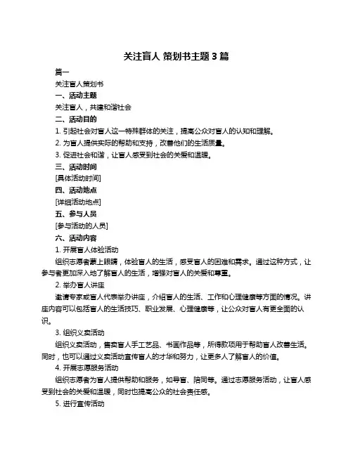 关注盲人 策划书主题3篇