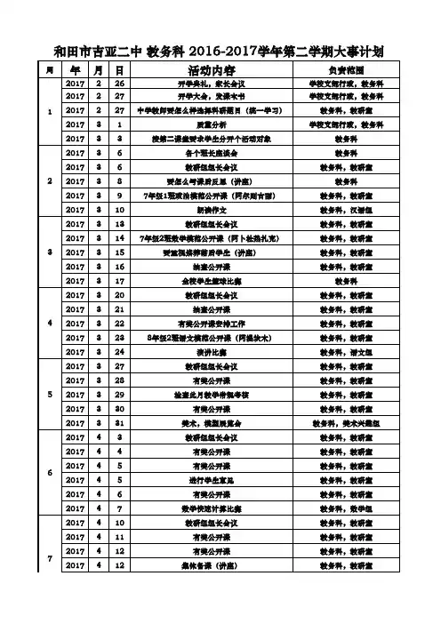 教务处的大事计划(2016-2017-2)