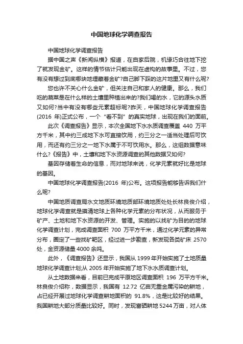 中国地球化学调查报告