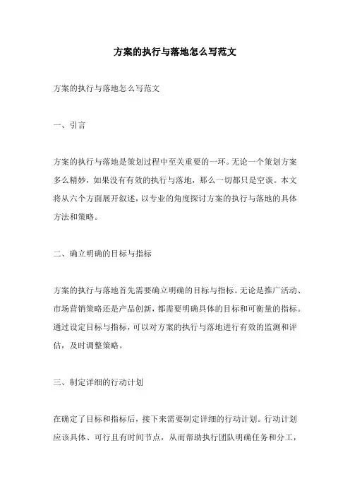 方案的执行与落地怎么写范文