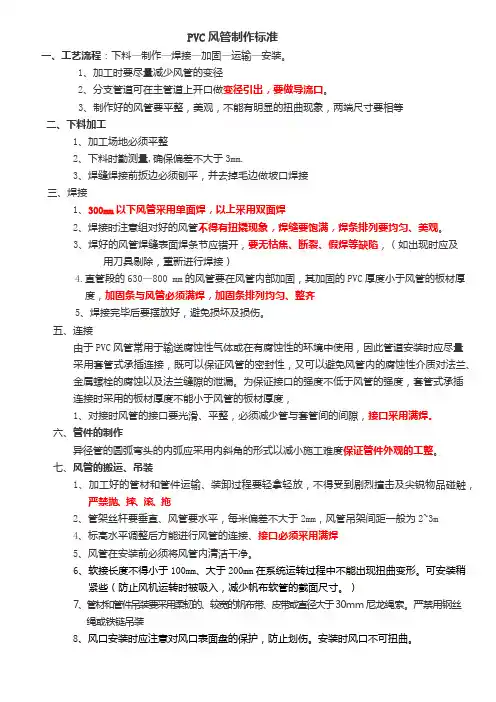 pvc风管加工标准