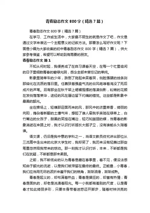 青春励志作文800字（精选7篇）