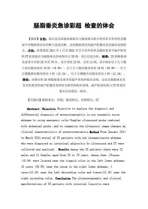 肠脂垂炎急诊彩超检查的体会