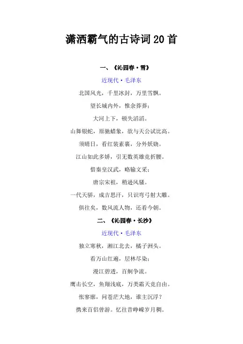 潇洒霸气的古诗词20首