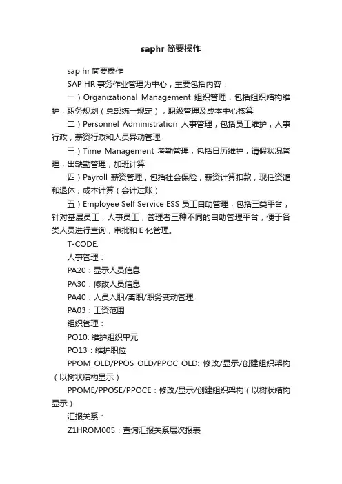 saphr简要操作