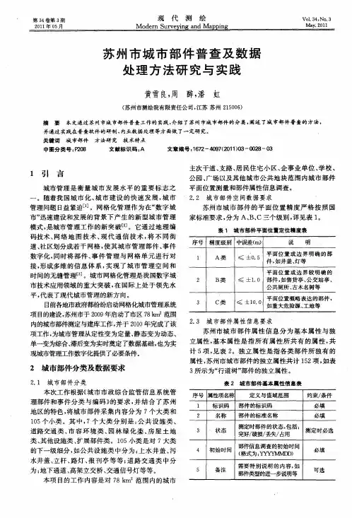 苏州市城市部件普查及数据处理方法研究与实践