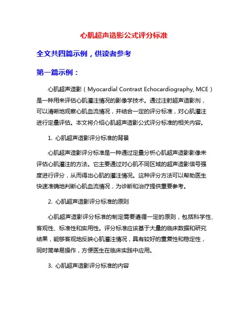 心肌超声造影公式评分标准