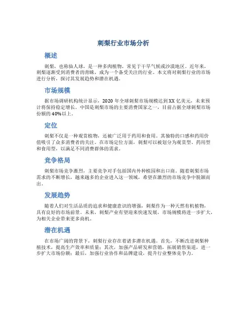 刺梨行业市场分析