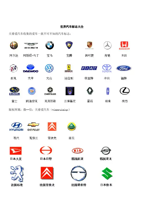 世界汽车标志大全
