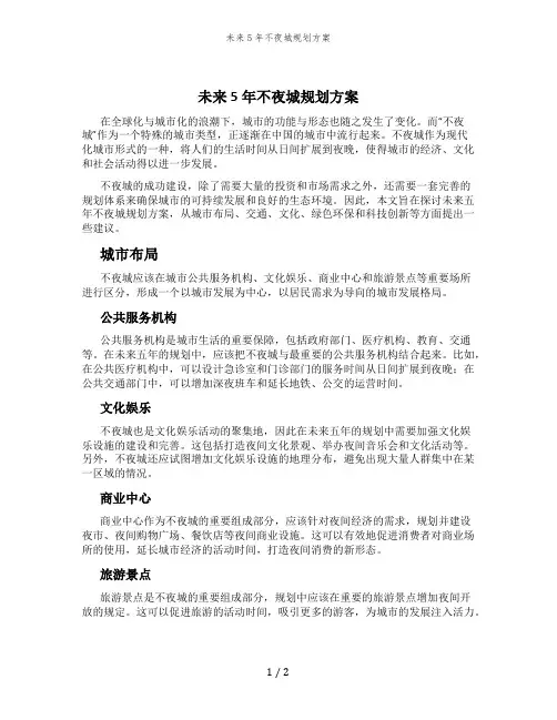 未来5年不夜城规划方案