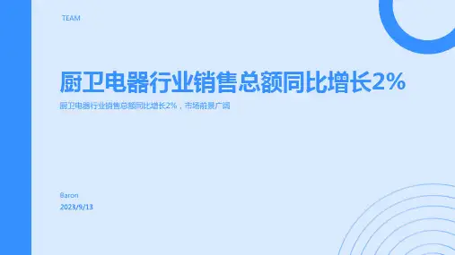 2023年厨卫电器行业统计数据分析：厨卫电器行业销售总额同比增长2%