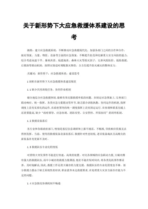 关于新形势下大应急救援体系建设的思考