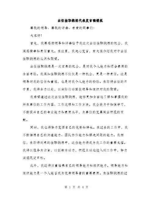 出征挂职锻炼代表发言稿模板（二篇）