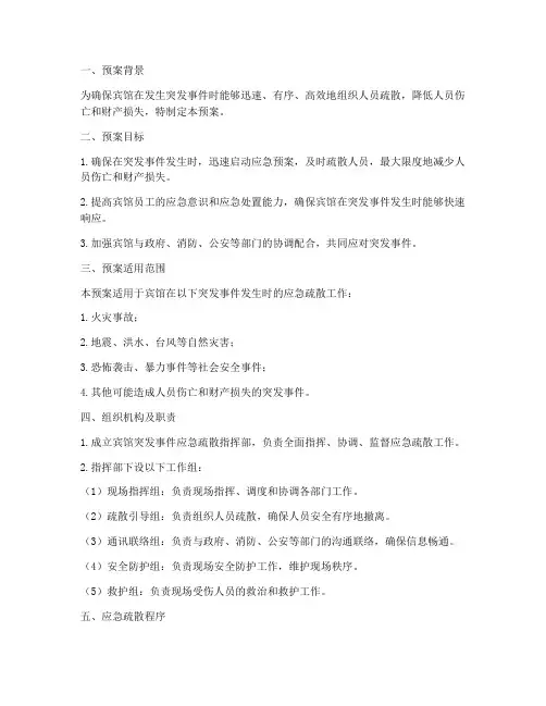 宾馆突发事件应急疏散预案