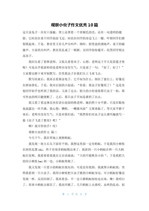 观察小虫子作文优秀10篇