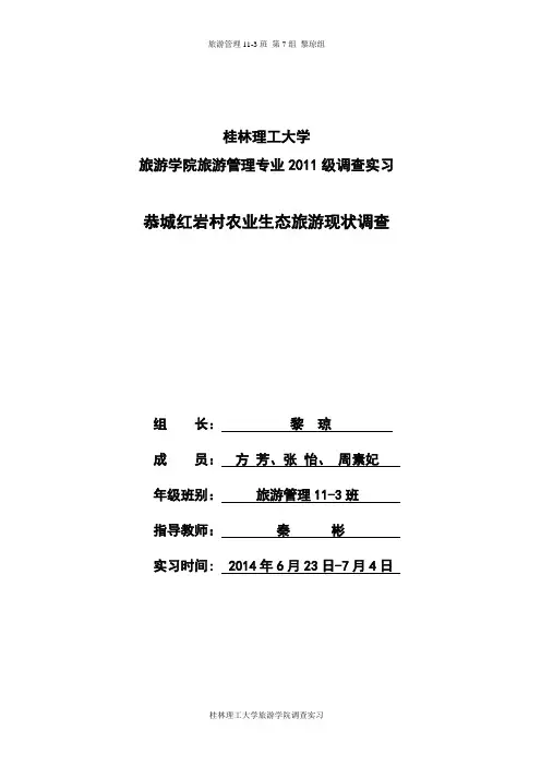 恭城红岩村农业生态旅游现状调查
