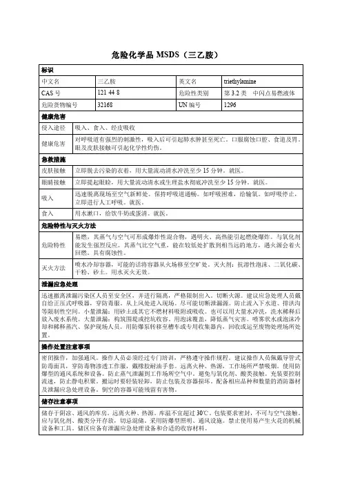 危险化学品MSDS(三乙胺)