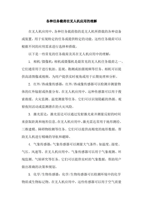 各种任务载荷在无人机应用的理解