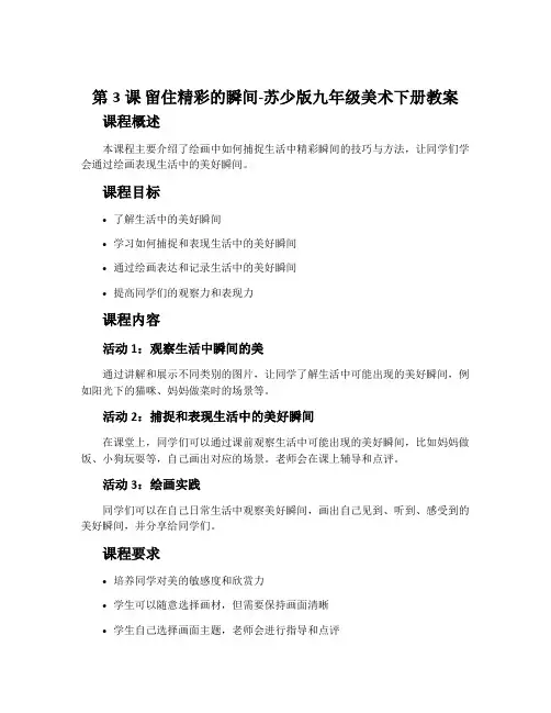 第3课 留住精彩的瞬间-苏少版九年级美术下册教案