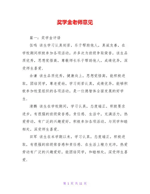 奖学金老师意见