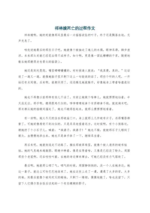 祥林嫂死亡的过程作文