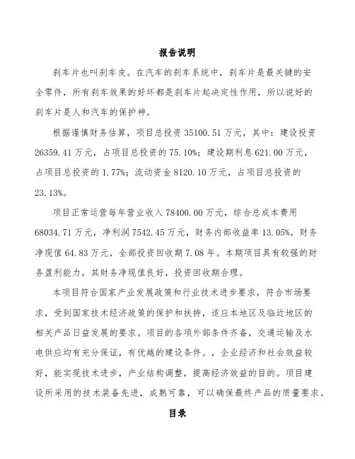 刹车片项目设计方案