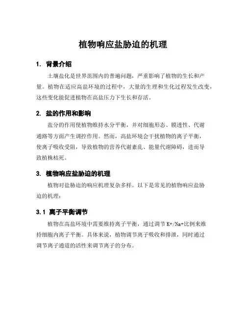 植物响应盐胁迫的机理