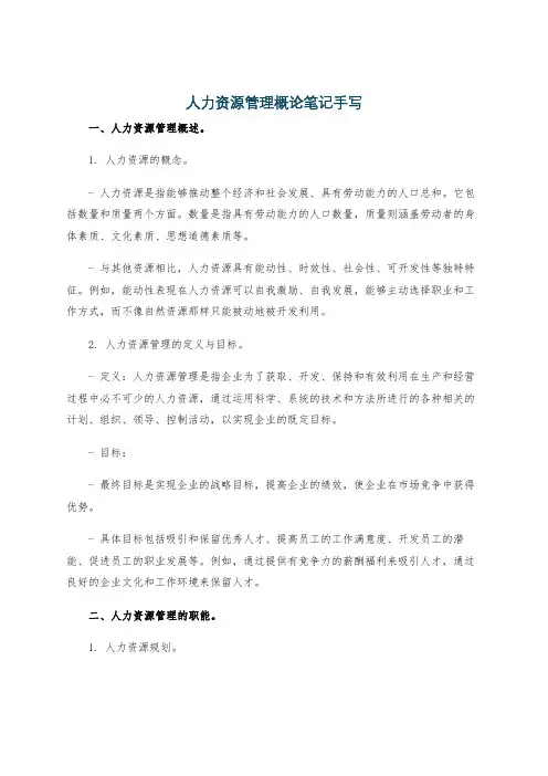 人力资源管理概论笔记手写