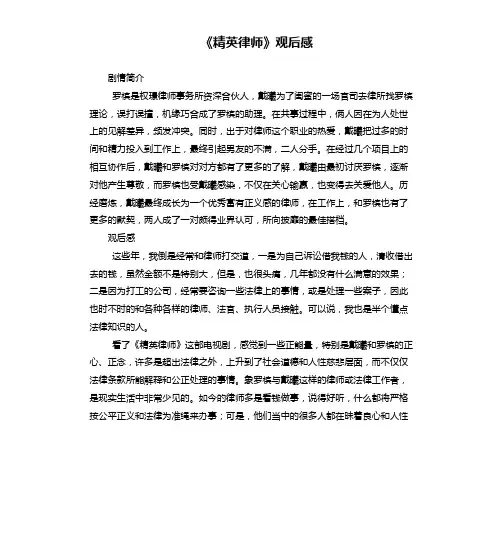 《精英律师》观后感