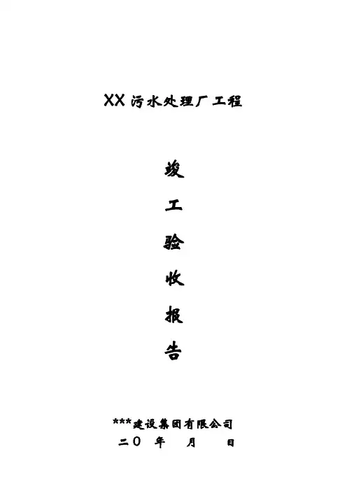 污水处理厂工程竣工验收报告