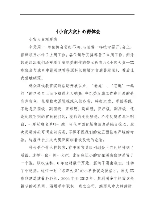 《小官大贪》心得体会