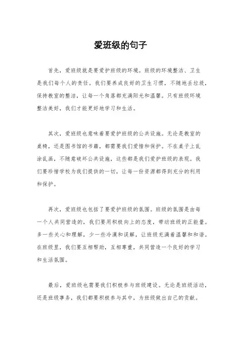 爱班级的句子